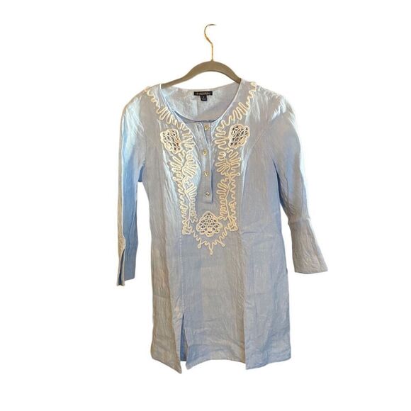 Brooks brothers, women’s blue embroidered tunic top size 2 - Picture 3 of 6